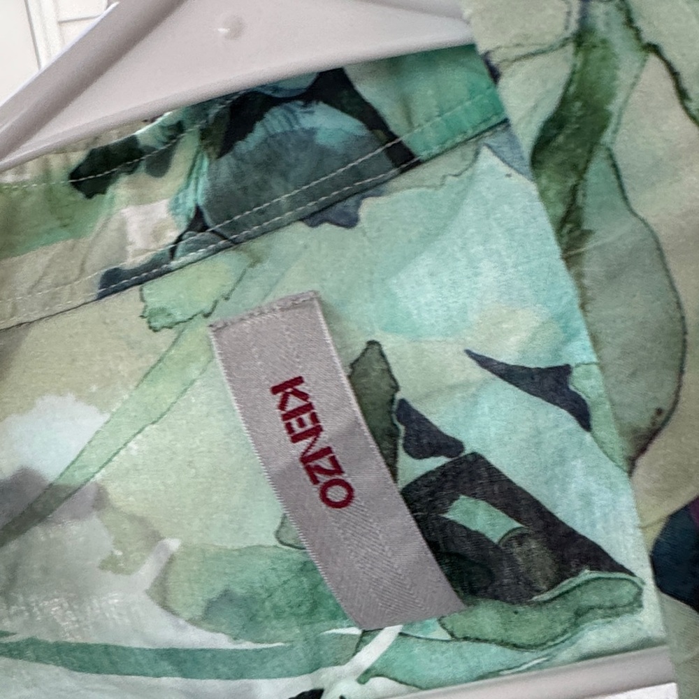 Kenzo Aqua and Black Abstract Shirt